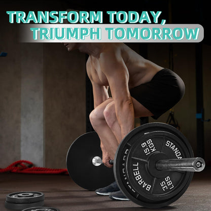 Fitvids 2 Inch Olympic Barbell Weight Plates Set, 255 LB(2.5-45 LB) Barbell Weight Set for Home Gym Strength Training, Deep Grip Edge