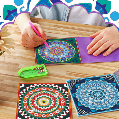 Saillong 12 Pack Mandala Diamond Painting Greeting Card Kits DIY Diamond Art Cards with Envelopes Flower 5D Rhinestones Painting Kits for Adults DIY Crafts Family Friend Birthday Gifts