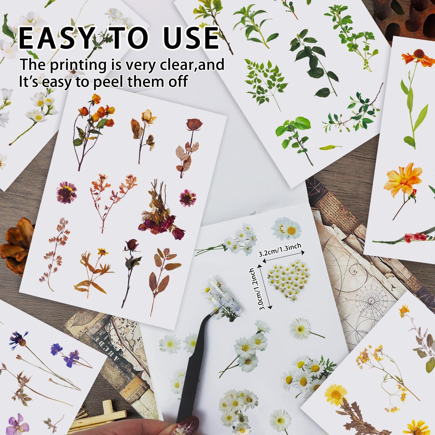 PRSTINCOL Flower Sticker Book, 40 Sheets 470pcs Floral Botanical Themed Journaling Supplies for Scrapbooking Supplies Aesthetic Junk Journal Craft DIY Craft Card Making Laptop