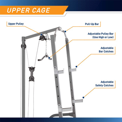 Marcy Pro Deluxe Cage System with Weightlifting Bench All-in-One Home Gym Equipment PM-5108