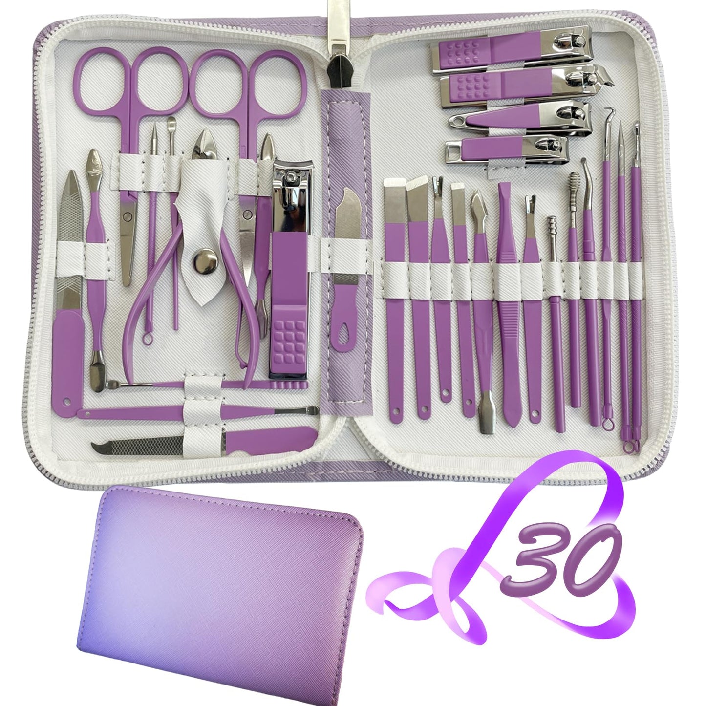 Manicure Set 30 in 1 Nail Clipper set, REDFLOW nail clippers, fingernail & toenail clippers, Manicure Tools, pedicure tools, Suitable for Travel Manicure Kit, Nail Set Kit With Everything Profe