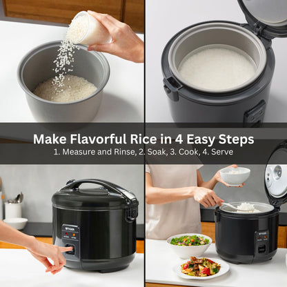 Tiger JNP-S15U-KY 8 Cup Capacity White Rice Cooker with Non-Stick Inner Pot, Retractable Power Cord, and Keep Warm up to 12 hours (Obsidian Black)