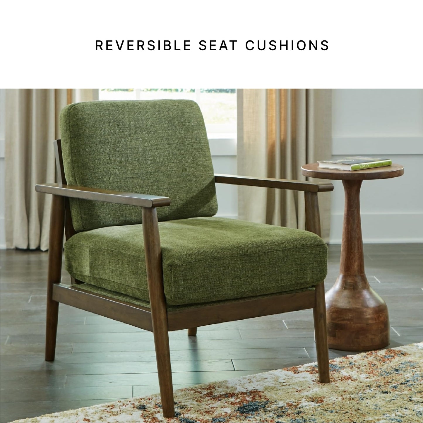 Signature Design by Ashley Bixler Mid-Century Modern Upholstered Showood Accent Chair, Green