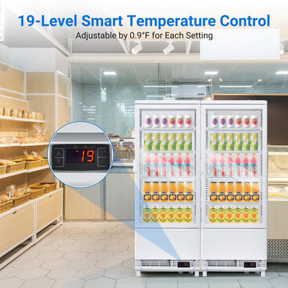 EliteEdge Refrigerated Pastry Display, 3.5 Cu. Ft. Bakery Display Case for Cakes, Pastries, Donuts, Cupcakes and Cookies, Dessert Display Refrigerator for Cafe, Bakery, Deli and Shop Counter, White
