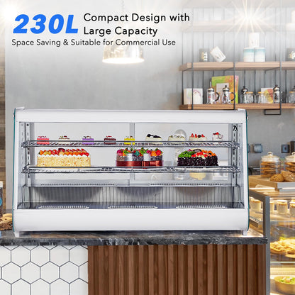 Towallmark 8.1 Cu.Ft. Refrigerated Display Case, 100L Countertop Pastry Display with LED Lighting, TURBO Cooling & Frost-Free Air-Cooling, 2-Tier Commercial Cake Refrigerator for Bakery & Dessert Shop