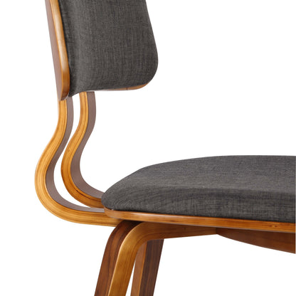 Armen Living Jaguar Mid-Century Dining Chair in Walnut Wood and Charcoal Fabric - Set of 4
