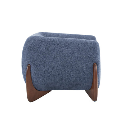 Christopher Knight Home Holly Modern Boucle Fabric Upholstered Club Chair for Living Room, Home Office, Apartment, Relaxing Chair with Removable Cushion and Birch Wood Legs, Blue + Walnut