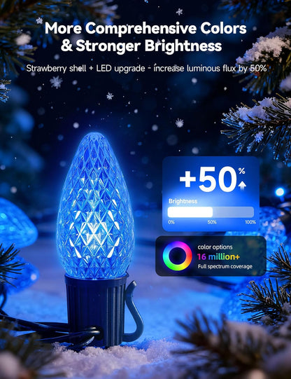 Minetom Smart C9 Christmas Lights - 100 LED Color Changing Fairy Lights | App Control & Music Sync, 99FT