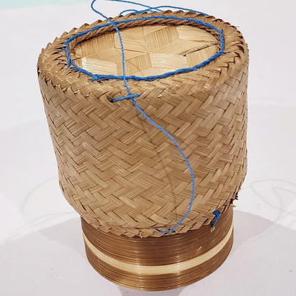 Heavens Tvcz Handwoven Bamboo Sticky Rice Box 3.4" | Thai Traditional Rice Basket with Lid | Eco Food Container – Perfect for Asian Food Serving & Home Deco