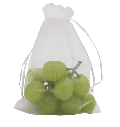 Wudygirl 100pcs 5X7 Inches White Organza Bags Christmas Drawstring Pouches Party Wedding Favor Bags Goodie bags(White 5x7)