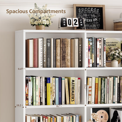 HOSTACK 71" Tall Triple Wide Bookshelf with Doors & Drawers, Modern Wood Bookcase for Storage, 6-Tier Large Bookcase with Display Shelves, Space-Saving Bookshelf for Living Room, Home Office, White