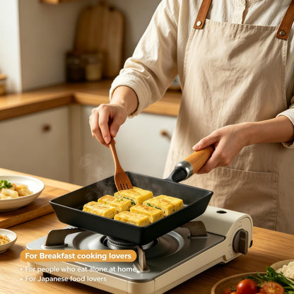Tamagoyaki Pan, Cast Iron Japanese Omelette Pan for Breakfast, Perfect Rolled Eggs - Rectangular Egg Skillet for Gas & Induction Stovetops - Naturally Nonstick Surface When Seasoned, 7.2 x 6.1 inches