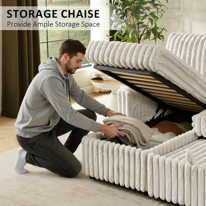 KCGKCG Sleeper Sofa Bed, 81” Pull Out Couch Bed, 3 in 1 L-Shaped Couch with Charging Station, Cup Holder, Side Pocket, Couches for Living Room(Plush Beige)