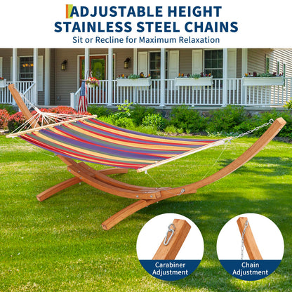 KOKEBREN Wood Hammock Stand Only, Universal Wood Hammock Stand with Chains and Carabiners, Curved Wood Hammock Stand for Outside Patio Backyard Indoor, Max 475 Lbs