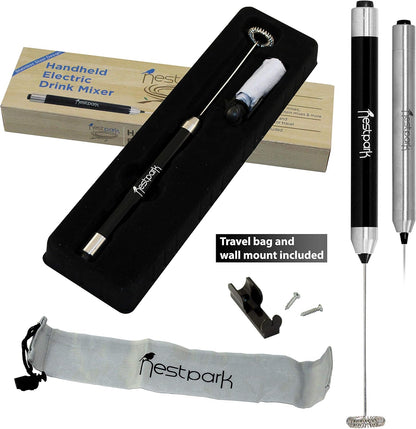 Nestpark Portable Drink Mixer Small Handheld Electric Stick Blender - Cordless and Battery Operated Bulletproof Keto Coffee Blender