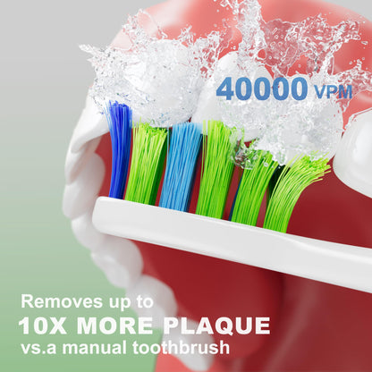 7AM2M Sonic Electric Toothbrush for Adults and Kids, 40000VPM Power Toothbrushes, USB-C Rechargeable with 4 Brush Heads, 5 Modes, 2 Minutes Built in Smart Timer, One Charge for 60 Days (Black)