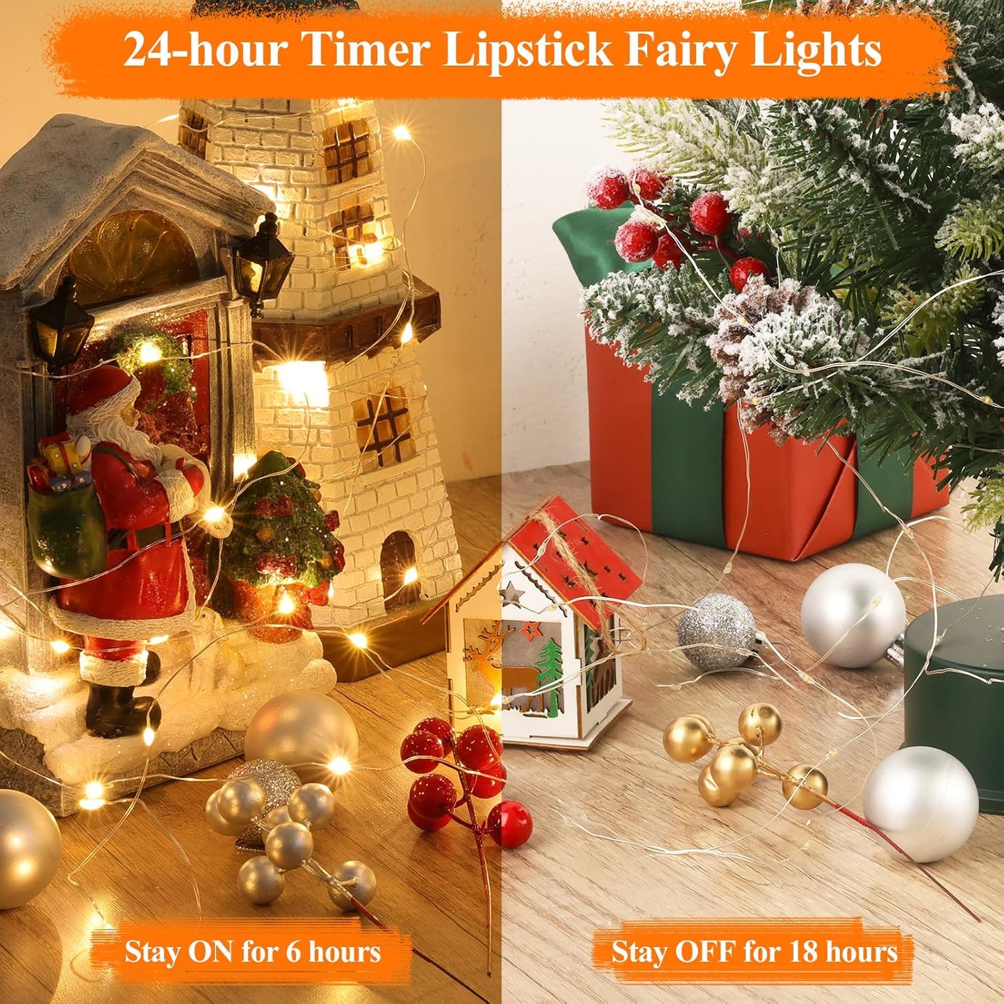 132FT(33 4) Lakumu * Fairy Lights Battery Operated, Rechargeable String Lights with Timer, LED Twinkle Lights