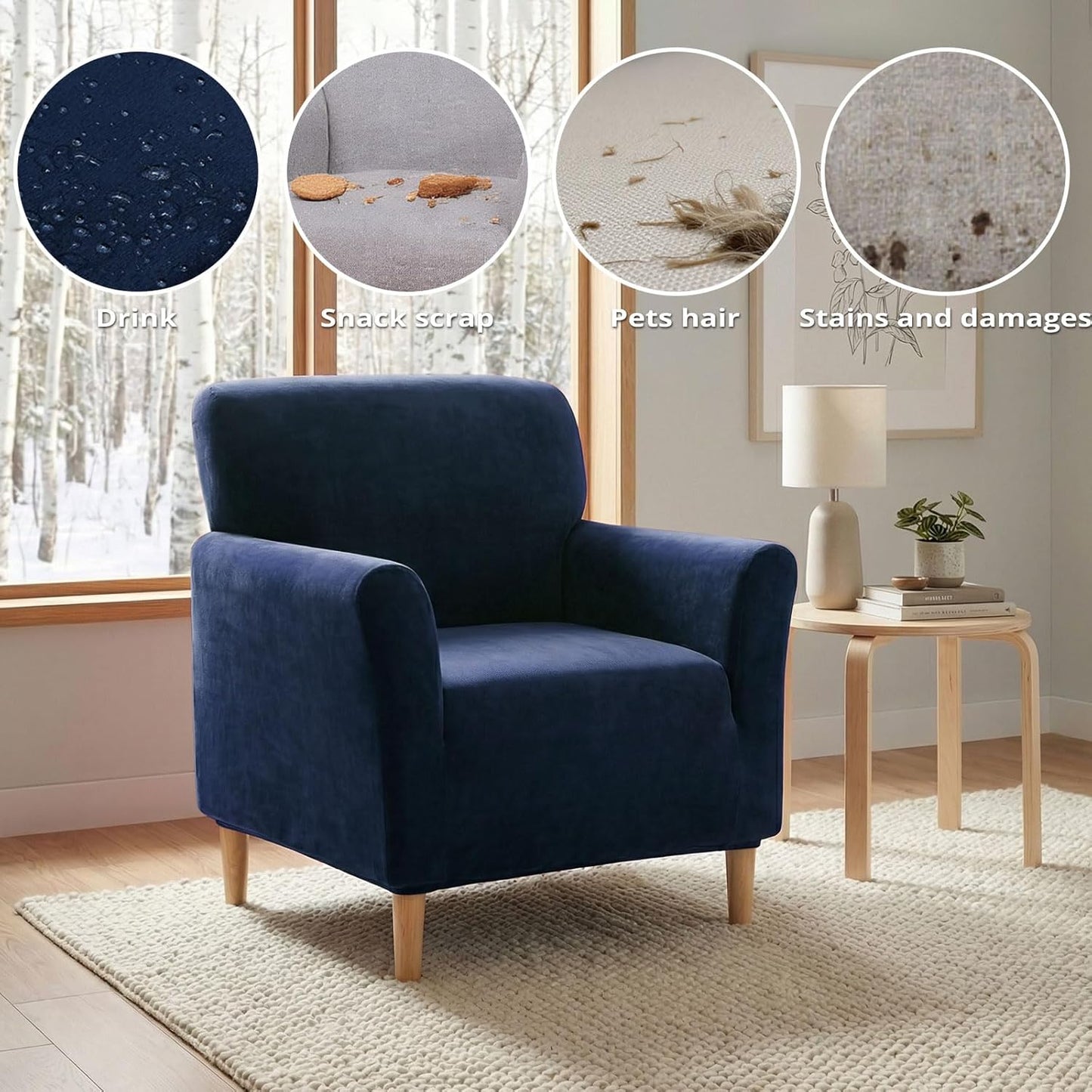NICEEC Spandex Stretch Accent Chair Covers Armchair Soft Modern Banquet Arm Chair Cover Water Repellent Mid Century