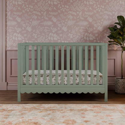 Davinci Sammy Scallop 4-in-1 Convertible Crib in Light Sage, GREENGUARD Gold Certified