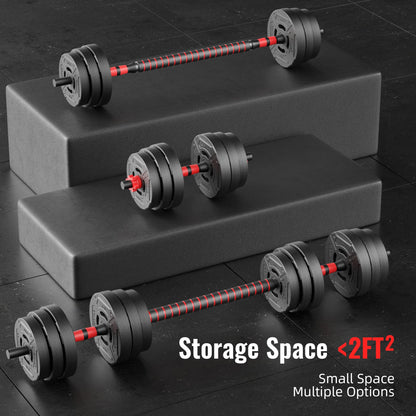 Fitvids Multi-Functional Portable Changeable Dumbbell and Barbell Kettlebell Set with Adjustable Weights, 40LBS or 60LBS Sets, 2-in-1 or 4-in1, Multiple Styles