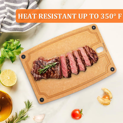Barenthal Cutting Boards for Kitchen Dishwasher - 2PC Cutting Board Set Double-Sided with Non-Slip Feet and Juice Groove Composite Chopping Board for Kitchen Knife Friendly Cut Meat, Fruit,Vegetable