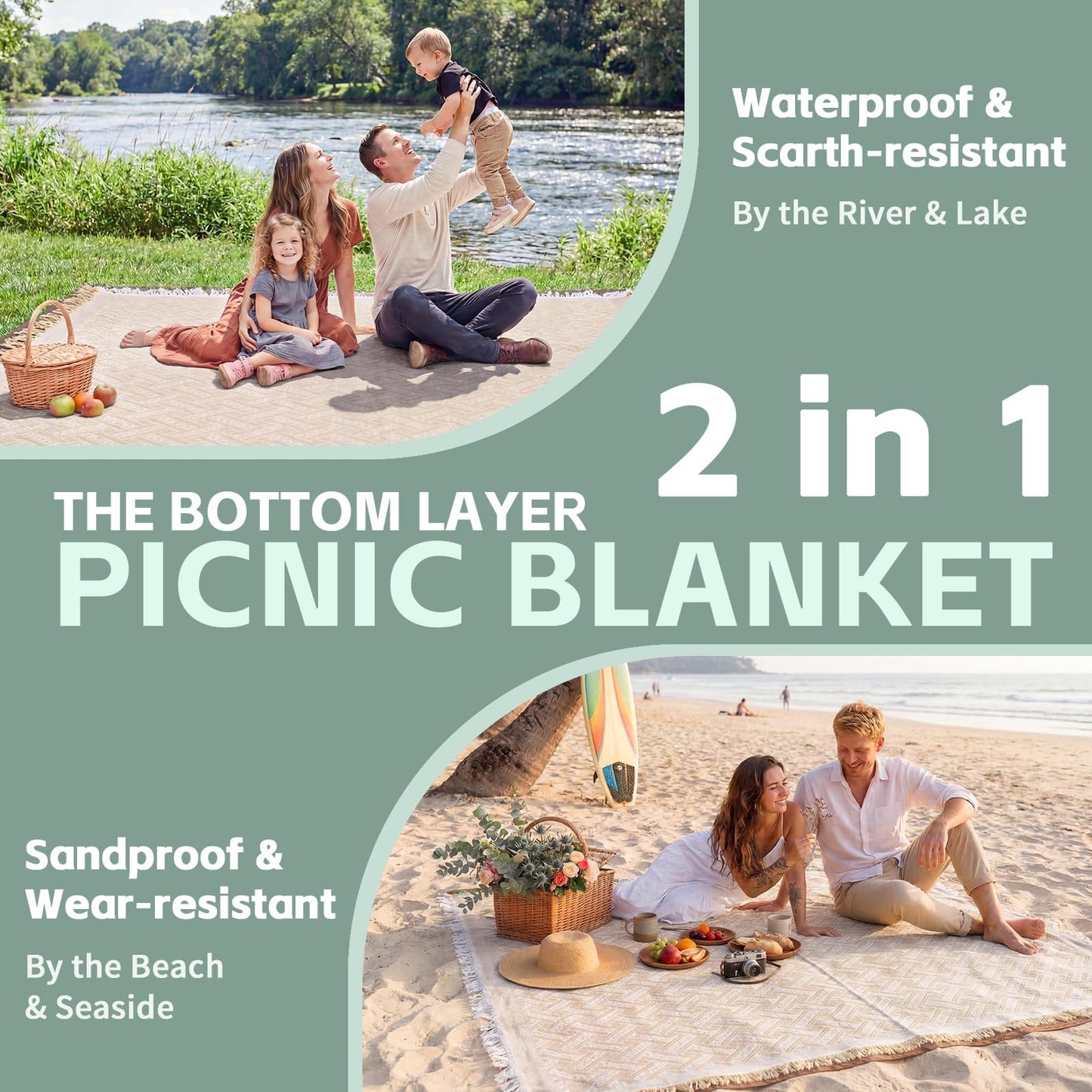 2 in 1 Extra Large Boho Beach Blanket Towel Sand Free Outdoor Picnic Mat Giant Oversized Xl Big Jumbo Huge Turkish Woven Throw Cloud Summer Vacation Essential Travel Must Have Accessories Women Gift