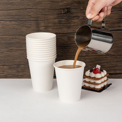 METAPRINT 12 oz Disposable Paper Coffee Cups [300 Pack], White Hot Coffee Cups 12 oz, Thickened Design for Cafes, Bistros, Parties, and Events