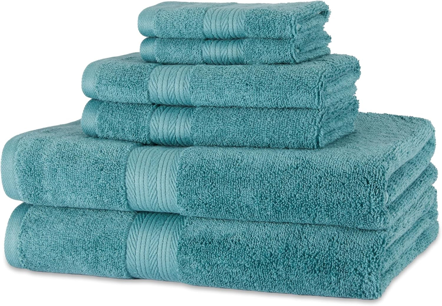 Set 100% 30 54 inches, Set 6 Amazon Basics Fade-Resistant Soft & Absorbent Bath, Hand and Washcloth Towel for Everyday