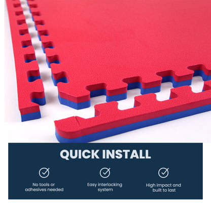 FlooringInc's 1" Thick Foam Tiles, 2'x2' Interlocking Tiles, Ideal Yoga Mat, Gymnastics, Workout Mat for MMA and Jiu Jitsu Training, Reversible Red/Blue, 20 Pack (80 Sq/Ft)