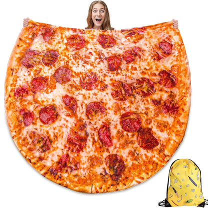 FREESOOTH Pizza Throw Blanket for Adult Kids, Novelty Round Warm Soft Tortilla Blanket for Couch Bed Funny Present, 60 Inches