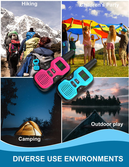 Walkie Talkies for Kids Long Range - 4 Pack Kid Walkie Talkies with Replaceable Shell Backlit LCD Flashlight 3 Miles Range - Gifts and Toys for 5-7 Year Old Boys and Girls