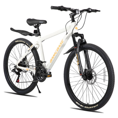 HH HILAND 27.5 Inch Mountain Bike, Mens and Womens Aluminum Frame MTB with 21 Speeds, Dis Brake, Hardtail Bicycle for Adults White