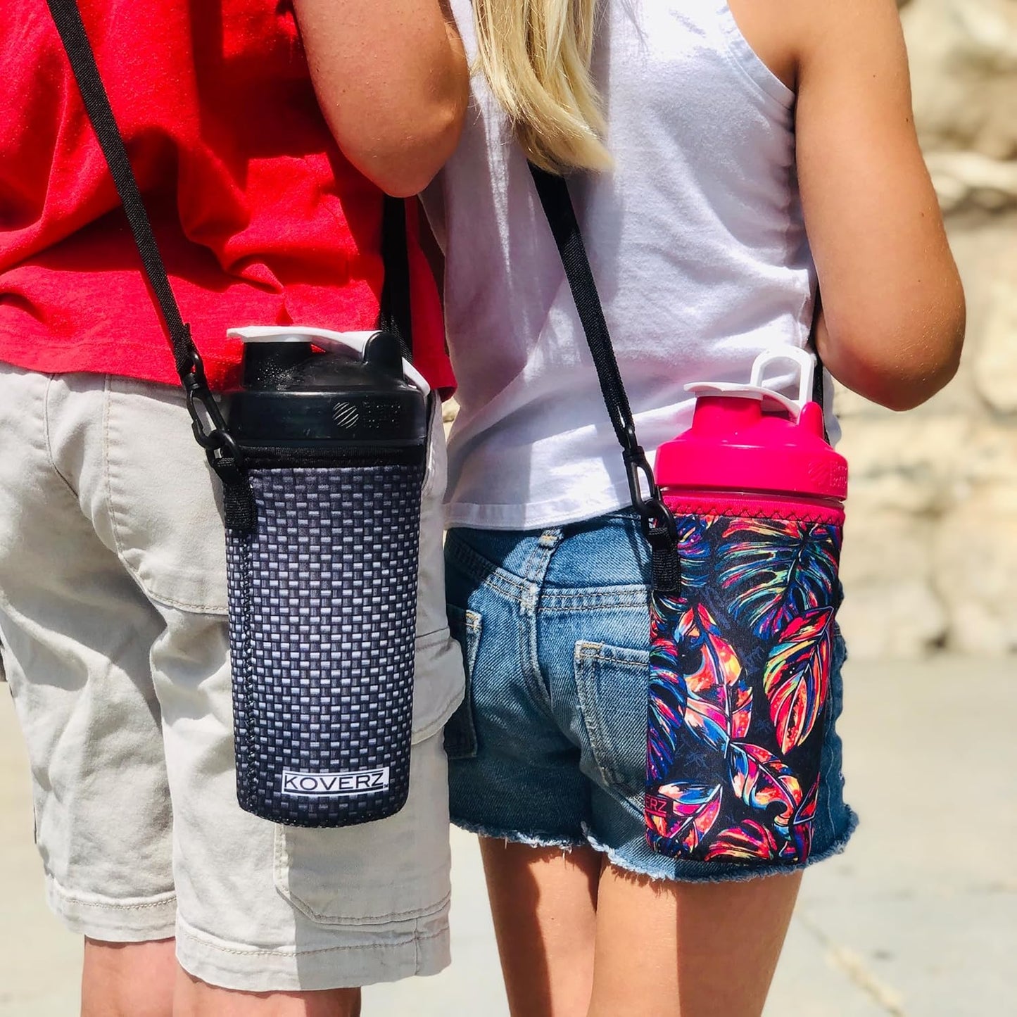 24-30oz 750ml Koverz Water Bottle Carrier with Shoulder Strap, Water Bottle Insulator - Peacock