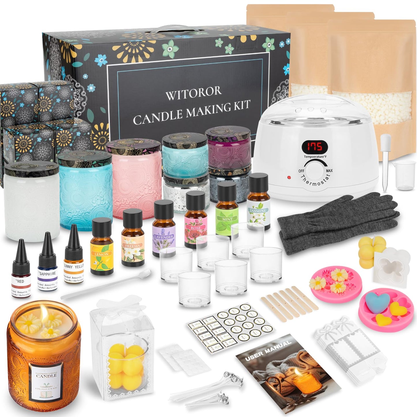 WITOROR Candle Making Kit, Scented Candles Making Kit Supplies with Digital Soy Wax Melt Warmer Candle Making Complete Kit for Adults Beginners DIY Starters