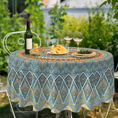Eikione Bohemia Round Tablecloth,Tablecloth Waterproof and Wrinkle-Free, Boho Table Covers, Summer Decorations for Home 60inch