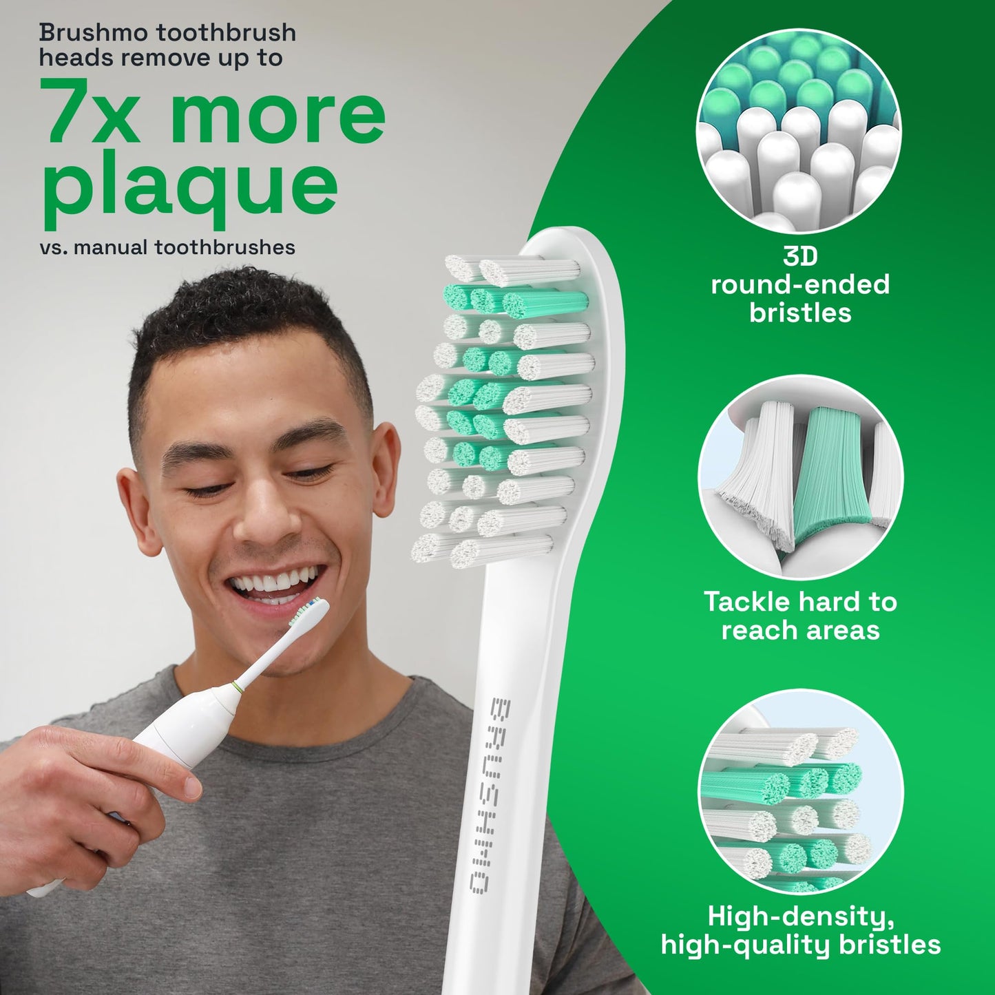 Brushmo e-Series Electric Sonic Toothbrush - Rechargeable Screw-On Electronic Tooth Brush for Adults with 3 Modes & Timer - IPX7 Waterproof, Long-Lasting Battery & Wireless Charging Base - White