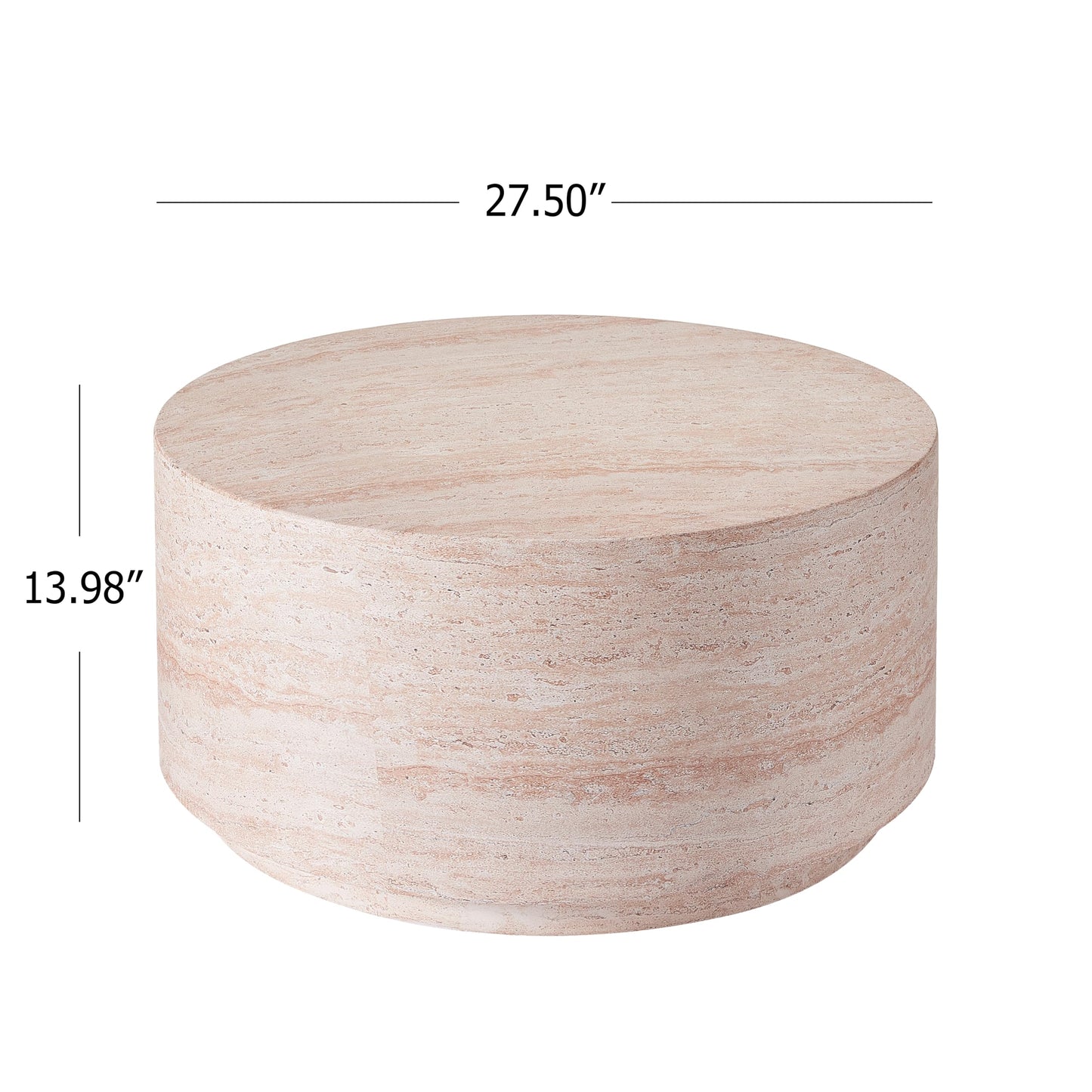 Christopher Knight Home Helen 27.5" Round Coffee Table, MGO Side Table for Patio Furniture Set, Modern Accent Table for Both Indoor and Outdoor Use, End Table for Patio/Deck/Garden, Travertine