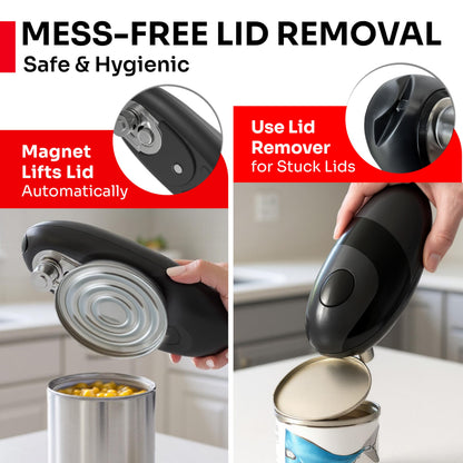 MUELLER HOME SmoothEdge Auto Electric Can Opener – Battery‑Operated One‑Touch w Magnet Lid Lifter – Portable Hands‑Free Automatic Can Openers for Seniors & Arthritis, Smooth‑Edge Cut Technology, Black