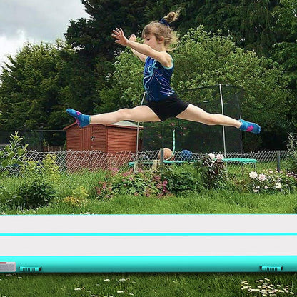 Gymnastics Mats, Air Mat Tumble Track 20FT 8 Inch Thickness Inflatable Training with Carry Bag Electric Pump For Home Use, Cheerleading, Yoga, Water Exercise (Green)