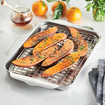 Hestan Provisions OvenBond – 9" x 12.5" Tri-ply Clad Stainless Steel Quarter Sheet Pan with Rack