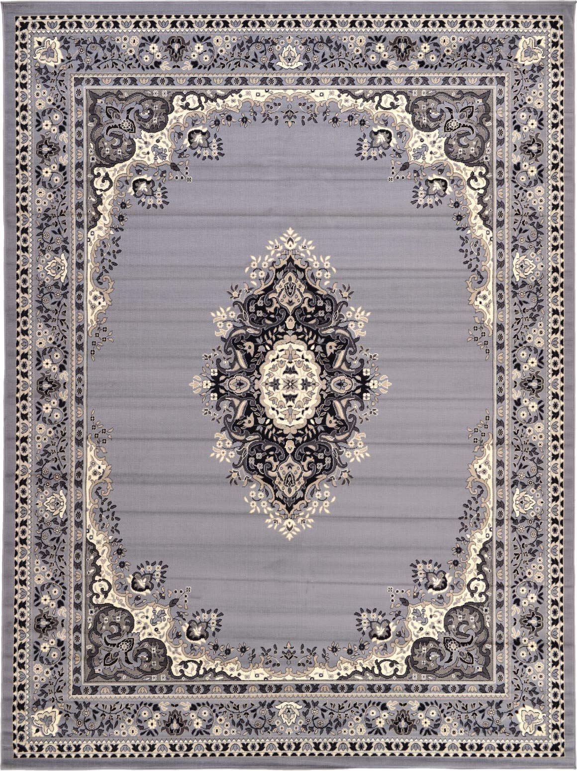 Unique Loom Reza Collection Traditional Persian Style Area Rug, 9 ft 10 in x 13 ft, Gray/Ivory