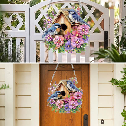 MXJSUA Birds Flowers Special Shaped Hanging Diamond Painting Art Kits for Adults, Crystal Rhinestone Acrylic Gem Art Pendant Ornaments Kit for Home Decoration and Gift