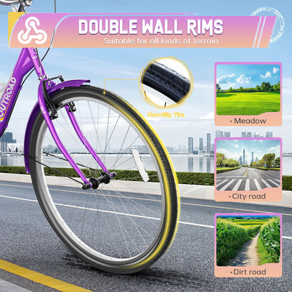MarKnig Adult Tricycle, 24 Inch 3 Wheel Bikes with Large Basket, Cruiser Bike for Women/Men/Seniors, Adult Trike for Outdoor/Shopping/Recreation/Picnic (Purple)
