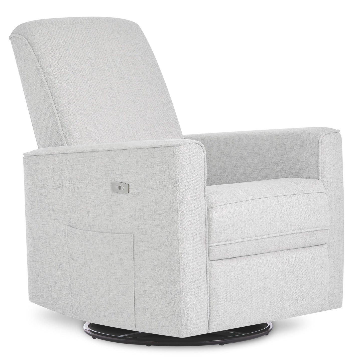 Evolur Harlow Upholstered Power Glider Recliner with USB Charging – Rocking & 275° Swivel with Smooth Glide – Greenguard Gold & FSC Certified – Modern Nursery and Living Room Chair in Fog