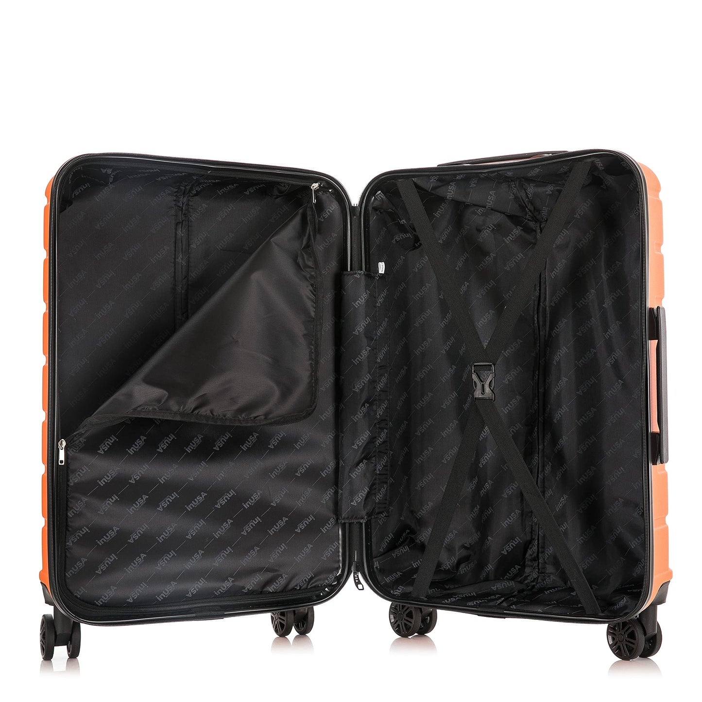 InUSA TREND Luggage with Spinner Wheels | Durable Lightweight Hardshell Suitcase,Travel sets with Handle and Trolley | (20in, 24in, 28in) 3 Piece Set | Orange
