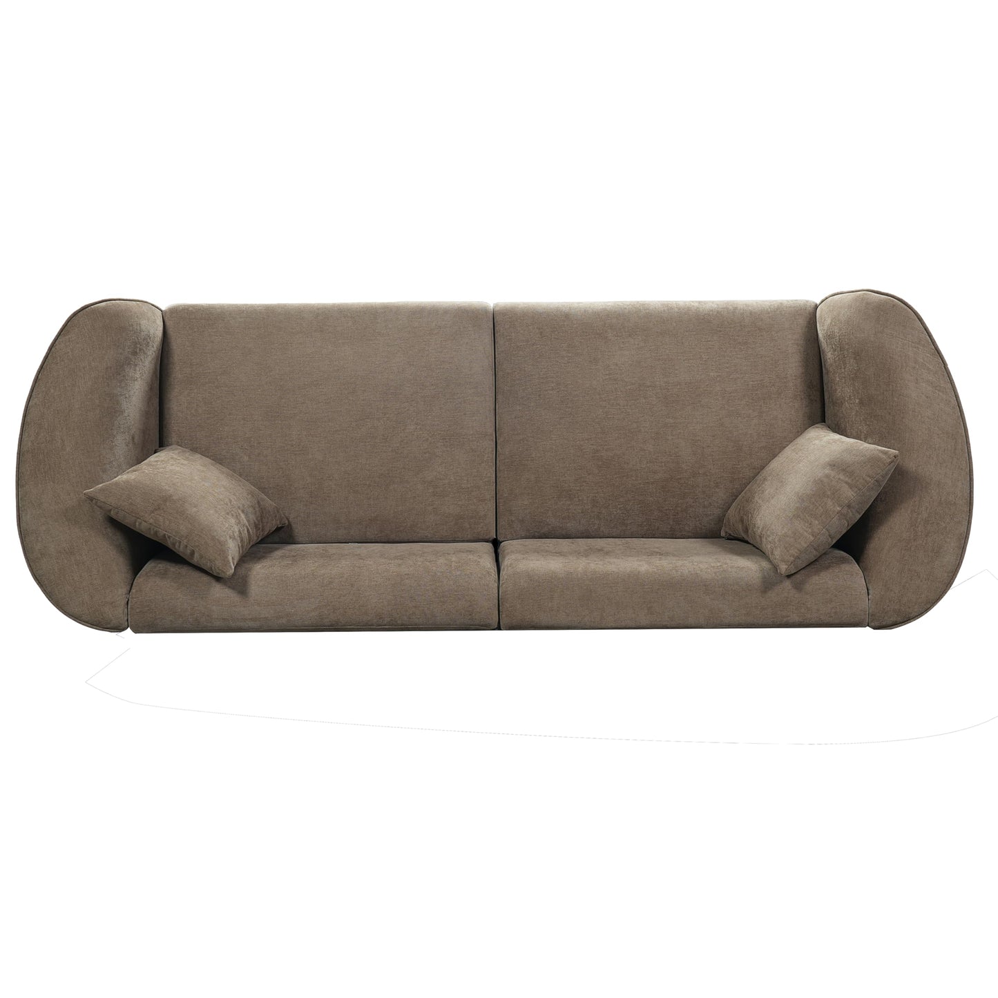 Merax 87" Curved Sofa Comfy Contemporary Upholstered Loveseat with Extra Deep Seats for Living Room Apartment Office, Brown