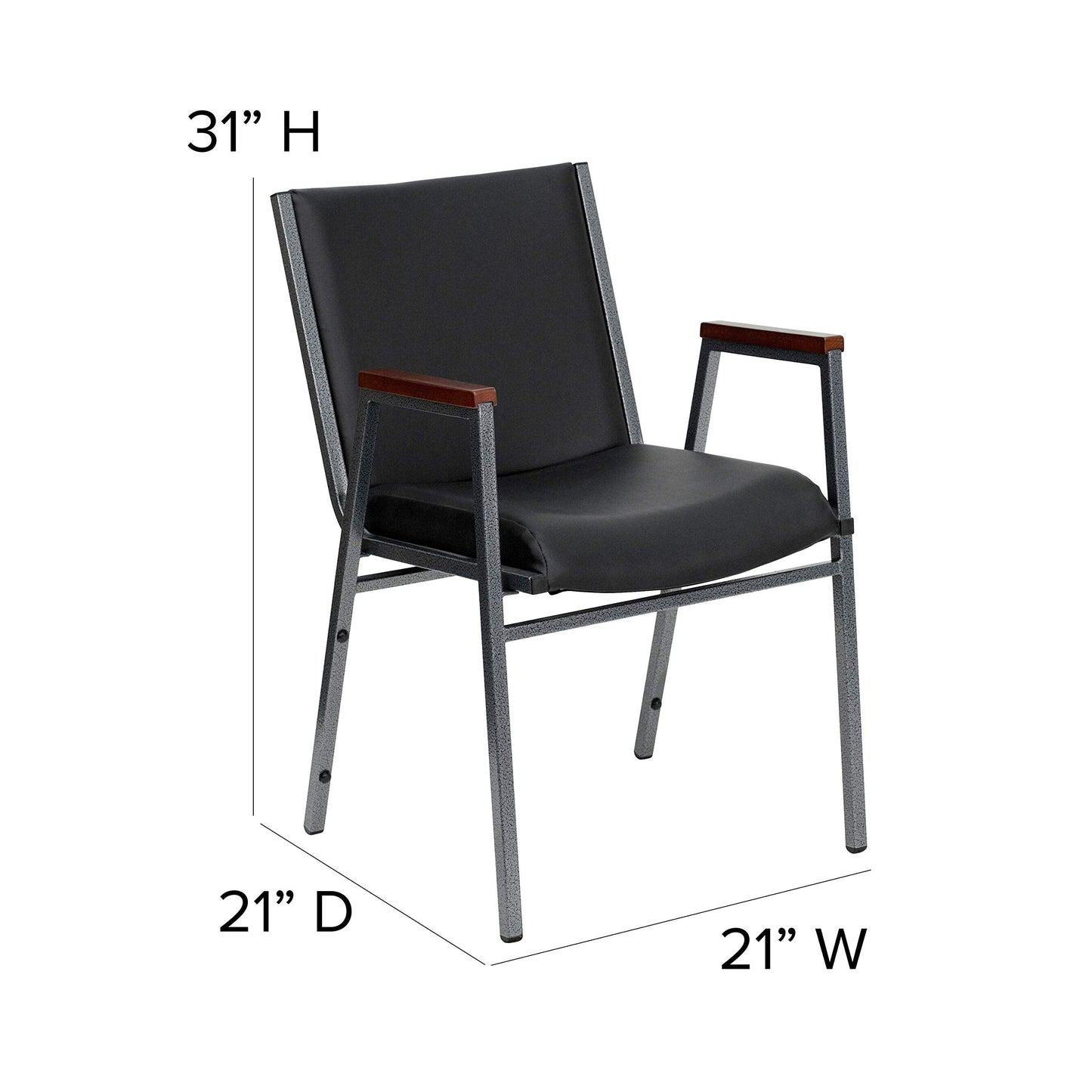 Flash Furniture 4 Pack HERCULES Series Heavy Duty Black Vinyl Stack Chair with Arms