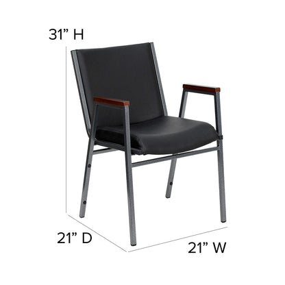 Flash Furniture 4 Pack HERCULES Series Heavy Duty Black Vinyl Stack Chair with Arms