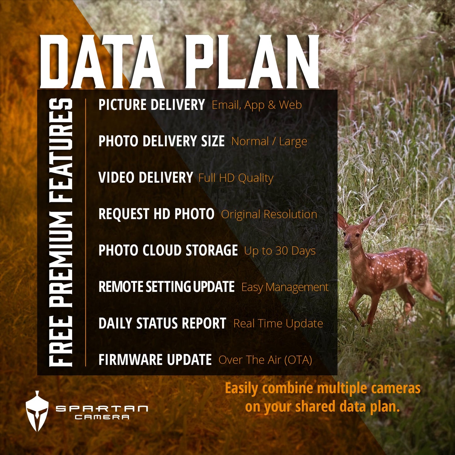 Spartan Camera GoCam2 Cellular, APP Control Trail Camera, 4G LTE, 1080P Video, FHD Photos, No Glow, Night Vision, Motion Activated, IP65 Water Resistant (Spartan Areus, Verizon)