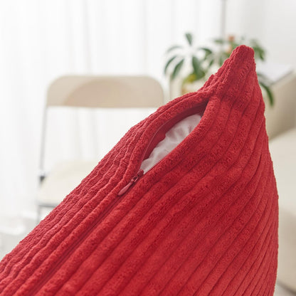 Home Brilliant Red Pillow Covers, 12x20 Throw Pillows for Couch, Pack of 2 Striped Corduroy Indoor Covers